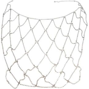 Women Sparkle Rhinestone Skirt Body Chain Fringe Waist Belt Jewelry Sexy Bikini Cover Up for Rave Beach Dance Party Nightclub