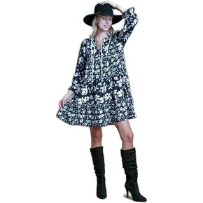 Umgee Two Tone Floral Mixed Print Dress