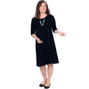 Kosher Casual Women's Modest Knee Length Lightweight T-Shirt Dress with 3-4 Sleeves in Kuwait