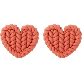 PWUEITR Clay Dangle Earrings Handmade Braided Rattan Earrings Round Square Heart Earrings Vintage Drop Earrings Jewelry Christmas Gift for Women Girls