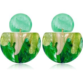 COORWEEL Oversize Acrylic Dangle Earrings for Women Large Green Black Geometric Acrylic Statement Earrings for Party Vacation