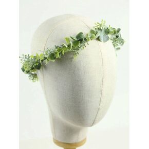 HJYHYN Flower Crown Boho Flower Wreath Artificial Floral Crown Bridal Headpiece Greenery Crown for Wedding Ceremony Party Festival (Green)