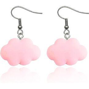 TIANBANGSHI Creative Unique Handmade lightweight Lovely White Clouds Earrings Funny Resin Cloud Dangle Drop Earrings for Women Girls Statement Weather Jewelry Gifts