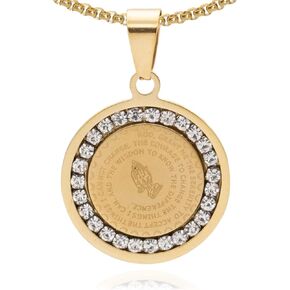 18K Gold Bible Verse Necklace Prayer of Hand Pendant Necklace