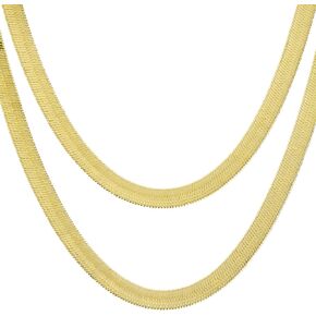 metaltree98 Men's Fashion Bling 14K Gold Plated 9 mm 20" / 24" Double Herringbone Chain Necklace