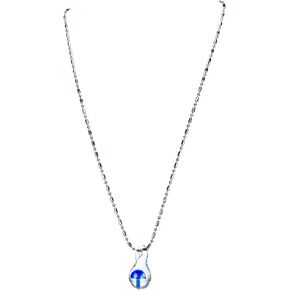 BlueRica Glass Teardrop Pendant with Mushroom on Stainless Steel Chain Necklace