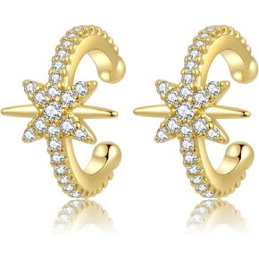 Stud Earrings for Women Gold Plated Minimalism 925 Sterling Silver Post Hyposensitivity CZ,Fan,Teardrop Earrings