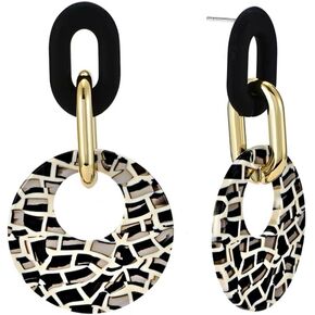 Retro Acrylic Geometric Statement Dangle Drop Earrings for Women Girls 925 Sterling Silver Post Pin Boho Round Circle Square Chain Tassel Charms Dangling Stud Vintage 80s 90s Y2K Party Jewelry Gifts