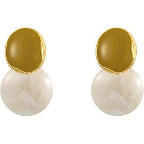 Vintage Enamel Earrings for Women Minimalist Double Round Enamel Ear Study Earrings Jewelry for Girls