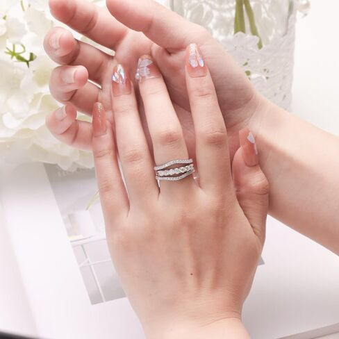 BINALOVE النساء خاتم محسن لخواتم الخطوبة، 925 الفضة الاسترليني خاتم الزواج للمرأة معززات الحرس الدائري، مويسانيتي خاتم قابل للتكديس عيد الحب للنساء الهدايا، حجم 5-9 in Kuwait