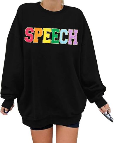 MOUSYA Speech Sweatshirt Women SLP Language Pathologist Pullover Chenille Letter Patch Shirt Inspirational Top in Saudi Arabia