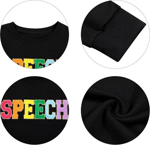 MOUSYA Speech Sweatshirt Women SLP Language Pathologist Pullover Chenille Letter Patch Shirt Inspirational Top in Saudi Arabia