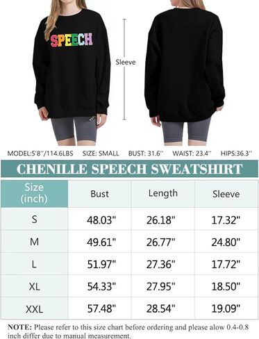 MOUSYA Speech Sweatshirt Women SLP Language Pathologist Pullover Chenille Letter Patch Shirt Inspirational Top in Saudi Arabia