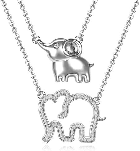 هدايا الأم والابنة - قلادة مطابقة للأم / الابنة / المرأة / الفتاة، مجموعة مجوهرات حيوانات من الفضة الإسترلينية S925 مكونة من قطعتين هدية مغناطيسية قابلة للفصل / قابلة للدمج in Kuwait