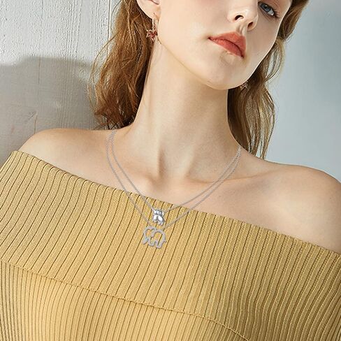 هدايا الأم والابنة - قلادة مطابقة للأم / الابنة / المرأة / الفتاة، مجموعة مجوهرات حيوانات من الفضة الإسترلينية S925 مكونة من قطعتين هدية مغناطيسية قابلة للفصل / قابلة للدمج in Kuwait