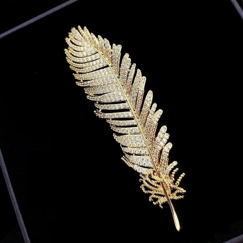 لهجة ذهبية رائعة كاملة مايكرو تمهيد تشيكوسلوفاكيا نبات السرخس دبابيس ودبابيس مجوهرات نباتية لامعة in Kuwait