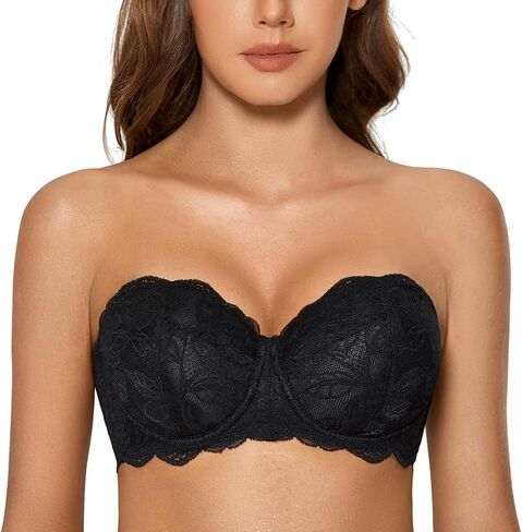 DOBREVA Women's Strapless Bra Lace Lightly Lined Underwire Bras Support Big Busted 32AA-40DD in Kuwait