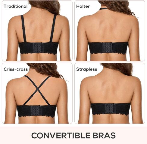 DOBREVA Women's Strapless Bra Lace Lightly Lined Underwire Bras Support Big Busted 32AA-40DD in Kuwait