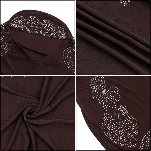 المرأة بريق الكريستال حجر الراين الحجاب مسلم عمامة الحجاب قبعة طويلة وشاح شال التفاف in Kuwait