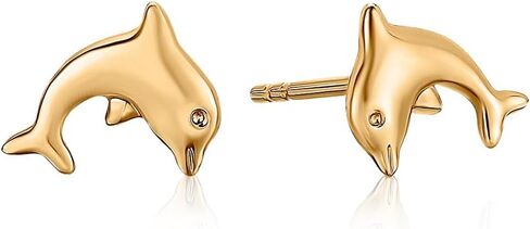 أقراط Mystigold Dolphin مضادة للحساسية للنساء من الروديوم المطلي بالفضة الإسترليني عيار 925 أو مطلية بالذهب عيار 18 قيراط I أقراط من الفضة الاسترليني Dolphin للفتيات I أقراط بيان I أقراط مسمارية لطيفة للأطفال I أقراط صيفية I أقراط هاواي للمراهقين in Kuwait