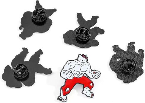 5 قطعة الكرتون مضحك كيتي بروش دبابيس للبالغين لطيف دبابيس سترات مزخرفة بالمينا لحقيبة الظهر الملابس جاكيتات القبعات هدية للأطفال النساء in Kuwait