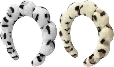 2 Pack Wash Face Spa Headband，Microfiber Fluffy Bowtie Shower Headband for Women Prevent Liquids from Spilling Down Your Hair in Saudi Arabia
