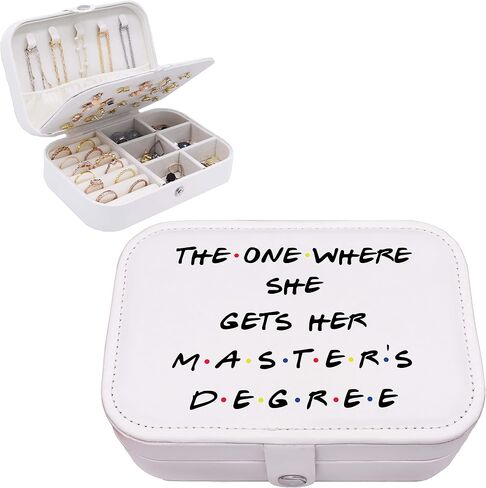 Plush Velvet Travel Jewelry Box Trinkets Storage Organizer Case-Masters Degree Gifts for Grad Student-MBA Graduation Gifts for Best Friend Daughter Sister-The One Where She Gets Her Master's Degree in Saudi Arabia
