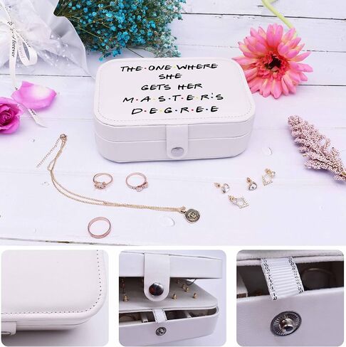 Plush Velvet Travel Jewelry Box Trinkets Storage Organizer Case-Masters Degree Gifts for Grad Student-MBA Graduation Gifts for Best Friend Daughter Sister-The One Where She Gets Her Master's Degree in Saudi Arabia