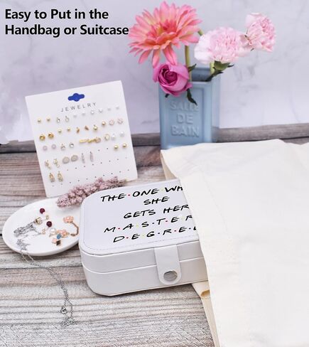 Plush Velvet Travel Jewelry Box Trinkets Storage Organizer Case-Masters Degree Gifts for Grad Student-MBA Graduation Gifts for Best Friend Daughter Sister-The One Where She Gets Her Master's Degree in Saudi Arabia