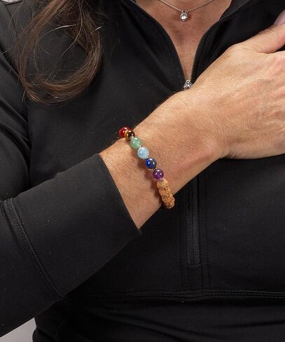 Cherry Tree Collection Chakra Stretch Bracelet | Genuine Natural 8mm Gemstones Beads, Sterling Silver Spacers | Men/Women | Small, Medium, Large Sizes in Kuwait