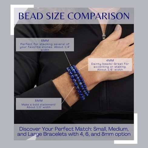 Cherry Tree Collection Chakra Stretch Bracelet | Genuine Natural 8mm Gemstones Beads, Sterling Silver Spacers | Men/Women | Small, Medium, Large Sizes in Kuwait