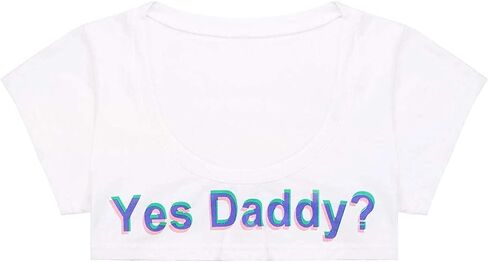 ZTie Women's Short Sleeve Crop Tops Funny Cotton T-Shirts Cami Yes Daddy Bedroom Lingerie Babydoll Cosplay Costume in Saudi Arabia