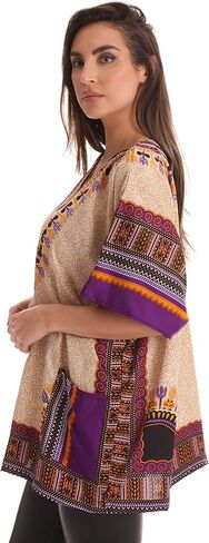 Riviera Sun Dashiki Shirt for Women with Pockets African Tribal Print Boho Top in Saudi Arabia