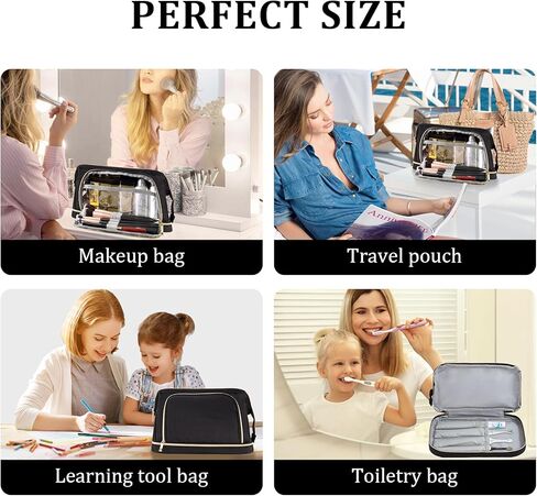 Double Layer Makeup Bag,Large Cosmetic Bag,Wide-open Makeup Travel Bags,Waterproof Nylon Makeup Bag for Women, Portable Toiletry Bag Make up Organizer Case for Summer Travel in Kuwait