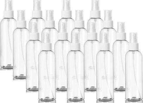 زجاجات رذاذ بلاستيكية شفافة سعة 8 أونصة من إل جي ديلز، زجاجات رش بيضاء ناعمة قابلة لإعادة الملء للزيوت العطرية والعطور والسفر، عبوة من 16 قطعة، مصنوعة في الولايات المتحدة الأمريكية in Kuwait