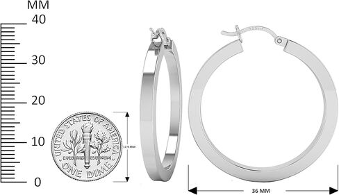 حلق TURQ N TAUPE من الفضة الإسترليني عيار 925 بتصميم إيطالي مربع الشكل للنساء والفتيات - خفيف الوزن 36 ملم حلق دائري فضي مربع الشكل in Kuwait