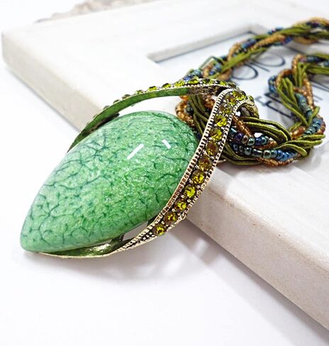 BG&WLing Retro Vintage Bohemian Collar Necklace for Women Boho Teardrop Turquoise Rhinestone Pendant Collars Fashion Jewelry Gifts for Girls Mom Grandmother Aunt in Saudi Arabia