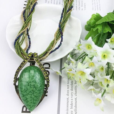 BG&WLing Retro Vintage Bohemian Collar Necklace for Women Boho Teardrop Turquoise Rhinestone Pendant Collars Fashion Jewelry Gifts for Girls Mom Grandmother Aunt in Saudi Arabia