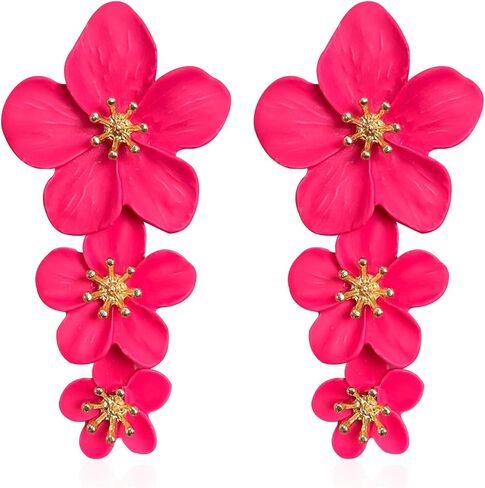 البوهيمي زهرة الأقحوان ماتي الزهور البتلة قطرة استرخى أقراط 3 الطبقات المتدرج للنساء الفتيات شيك بوهو مجوهرات الزفاف in Kuwait