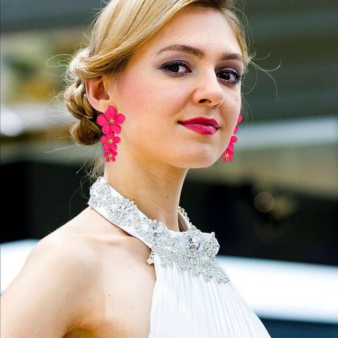 البوهيمي زهرة الأقحوان ماتي الزهور البتلة قطرة استرخى أقراط 3 الطبقات المتدرج للنساء الفتيات شيك بوهو مجوهرات الزفاف in Kuwait