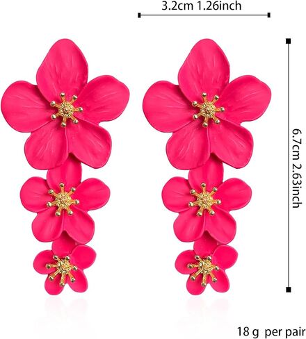 البوهيمي زهرة الأقحوان ماتي الزهور البتلة قطرة استرخى أقراط 3 الطبقات المتدرج للنساء الفتيات شيك بوهو مجوهرات الزفاف in Kuwait