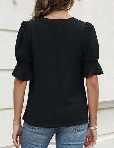 CiCiBird قميص نسائي كاجوال أنيق صيفي بأكمام قصيرة وبلوزة عمل برقبة على شكل V 2024 in Kuwait