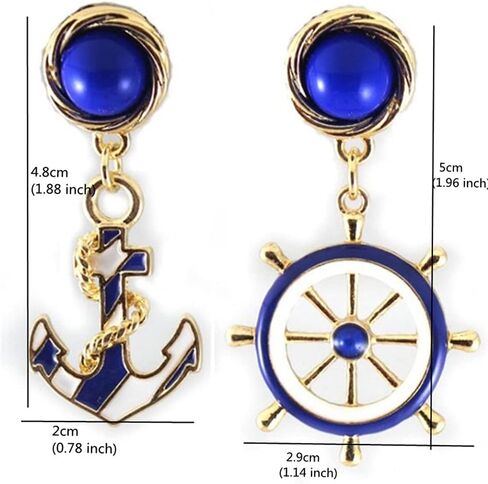 أقراط مرساة بحار عتيقة مجوهرات للنساء - أقراط متدلية عصرية هندسية غير متماثلة (أزرق) in Kuwait