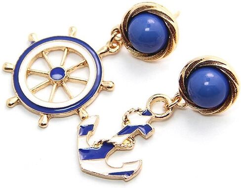 أقراط مرساة بحار عتيقة مجوهرات للنساء - أقراط متدلية عصرية هندسية غير متماثلة (أزرق) in Kuwait