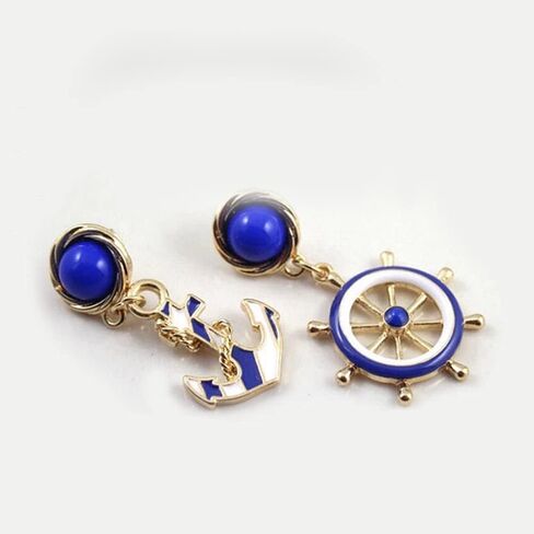 أقراط مرساة بحار عتيقة مجوهرات للنساء - أقراط متدلية عصرية هندسية غير متماثلة (أزرق) in Kuwait