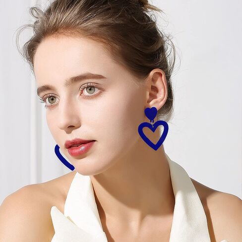 Acrylic Double Heart Earrings Dangling Heart Drop Earrings for Women Love Heart Dangle Earrings Valentine's Day Mother's Day Gift Jewelry Accessories in Kuwait