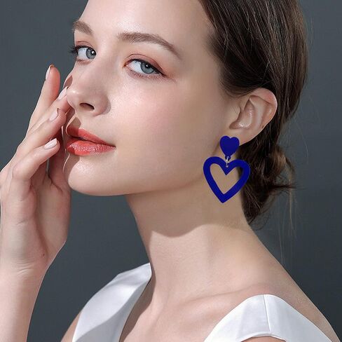 Acrylic Double Heart Earrings Dangling Heart Drop Earrings for Women Love Heart Dangle Earrings Valentine's Day Mother's Day Gift Jewelry Accessories in Kuwait
