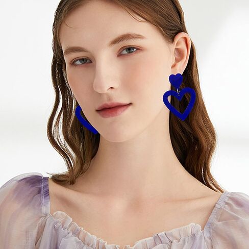 Acrylic Double Heart Earrings Dangling Heart Drop Earrings for Women Love Heart Dangle Earrings Valentine's Day Mother's Day Gift Jewelry Accessories in Kuwait