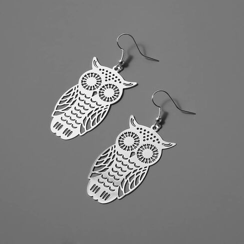 Owl Dangle Earrings Boho Hollow Filigree Copper Butterfly Moth Mushroom Patterned Disc Drop Earrings For Women Jewelry in Kuwait