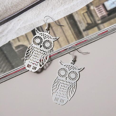 Owl Dangle Earrings Boho Hollow Filigree Copper Butterfly Moth Mushroom Patterned Disc Drop Earrings For Women Jewelry in Kuwait